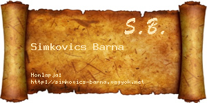Simkovics Barna névjegykártya
